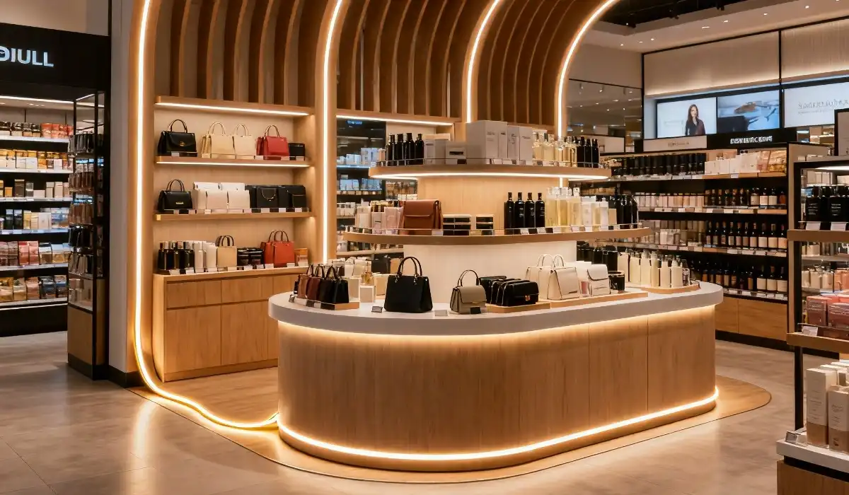 Flexible Neon Tube Lighting Enhancing Product Displays 